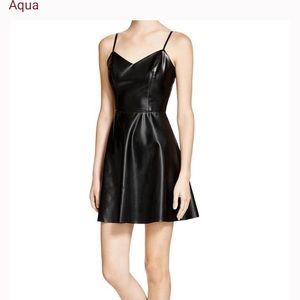 AQUA FAUX LEATHER MINI DRESS